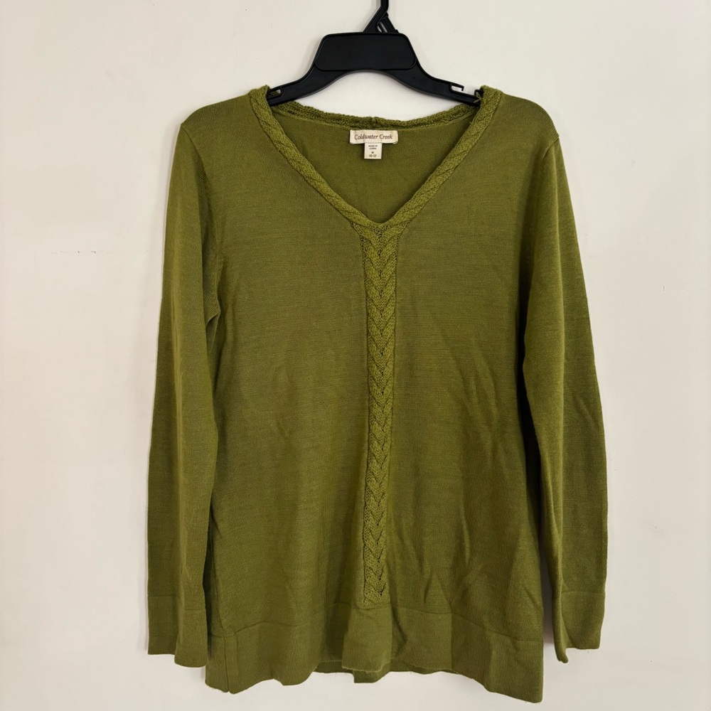 Coldwater Creek Green Merino Wool Blend Sweater M